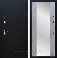 Входная дверь Армада Престиж СБ-16 с зеркалом (Чёрный муар / Бетон темный)