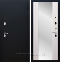 Входная дверь Армада Престиж СБ-16 с зеркалом (Чёрный муар / Сандал белый)