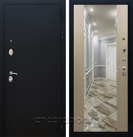 Входная дверь Армада Престиж СБ-16 с зеркалом (Чёрный муар / Дуб беленый)