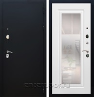 Входная металлическая дверь Армада 5А с зеркалом ФЛЗ-120 (Чёрный муар / Белый матовый)