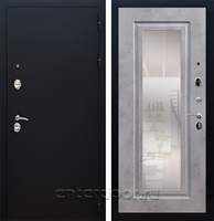 Входная дверь Армада Престиж с зеркалом ФЛЗ-120 (Чёрный муар / Бетон темный)