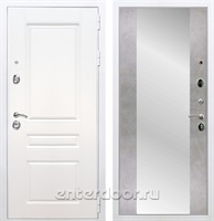 Входная металлическая дверь Армада Премиум Н с зеркалом СБ-16 (Белый / Бетон светлый)