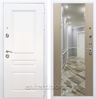 Входная металлическая дверь Армада Премиум Н с зеркалом СБ-16 (Белый / Дуб беленый)