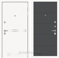 Входная металлическая дверь Лабиринт Line White 13 (Шагрень белая / Графит софт)