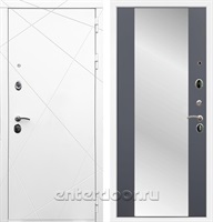 Входная дверь Армада Лофт с зеркалом СБ-16 (Белый матовый / Графит софт)