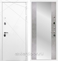 Входная дверь Армада Лофт с зеркалом СБ-16 (Белый матовый / Бетон светлый)