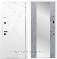 Входная дверь Армада Лофт с зеркалом СБ-16 (Белый матовый / Бетон темный)