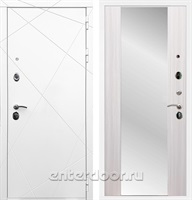 Входная дверь Армада Лофт с зеркалом СБ-16 (Белый матовый / Сандал белый)