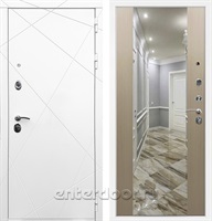 Входная дверь Армада Лофт с зеркалом СБ-16 (Белый матовый / Дуб беленый)