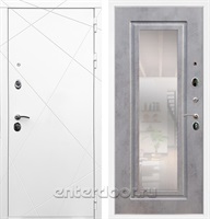 Входная дверь Армада Лофт с зеркалом ФЛЗ-120 (Белый матовый / Бетон темный)