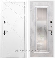 Входная дверь Армада Лофт с зеркалом ФЛЗ-120 (Белый матовый / Бетон светлый)
