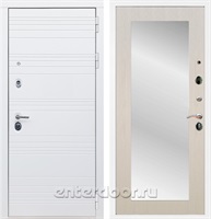 Входная дверь Армада Италия зеркало Пастораль (Белый матовый / Лиственница беж)