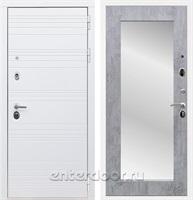 Входная дверь Армада Италия зеркало Пастораль (Белый матовый / Бетон тёмный)