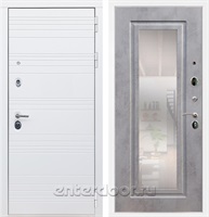 Входная дверь Армада Италия зеркало ФЛЗ-120 (Белый матовый / Бетон темный)