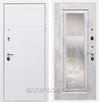 Входная дверь Армада Италия зеркало ФЛЗ-120 (Белый матовый / Бетон светлый)