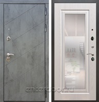 Входная дверь Армада Нова с зеркалом ФЛЗ-120 (Бетон тёмный / Лиственница беж)
