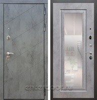Входная дверь Армада Нова с зеркалом ФЛЗ-120 (Бетон тёмный / Бетон темный)