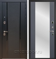 Входная стальная дверь Армада 25 с зеркалом СБ-16 (Чёрный кварц / Графит софт)