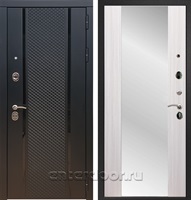 Входная стальная дверь Армада 25 с зеркалом СБ-16 (Чёрный кварц / Сандал белый)