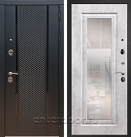 Входная стальная дверь Армада 25 с зеркалом ФЛЗ-120 (Чёрный кварц / Бетон светлый)
