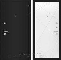 Входная металлическая дверь Лабиринт Классик 24 (Шагрень черная / Белый софт)