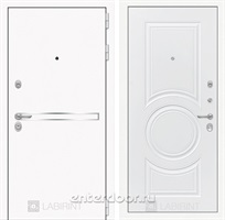 Входная металлическая дверь Лабиринт Line White 23 (Шагрень белая / Белый софт)