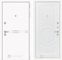 Входная металлическая дверь Лабиринт Line White 23 (Шагрень белая / Белый софт)
