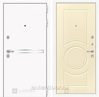 Входная металлическая дверь Лабиринт Line White 23 (Шагрень белая / Шампань софт)
