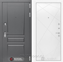 Входная металлическая дверь Лабиринт Платинум 24 (Альберо Грей / Белый софт)