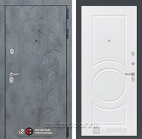 Входная металлическая дверь Лабиринт Бетон 23 (Бетон песочный / Белый софт)