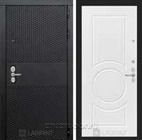 Входная металлическая дверь Лабиринт Black Cisa 23 (Чёрный кварц / Белый софт)