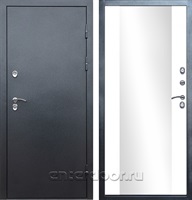 Входная дверь с терморазрывом Снегирь 3К с зеркалом СБ-16 (Серебро / Белый софт)