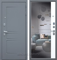 Входная металлическая дверь АСД Челси с Зеркалом (Силк Титан / Белый матовый)