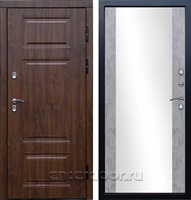 Входная дверь с терморазрывом Премиум 3К с зеркалом СБ-16 (Орех премиум / Бетон темный)