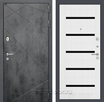 Входная металлическая дверь Лабиринт Лофт 01 (Бетон темный / Белое дерево)