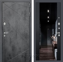 Входная металлическая дверь Лабиринт Лофт с зеркалом Максимум (Бетон темный / Черный кварц)