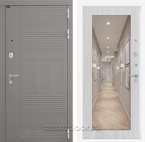 Входная металлическая дверь Лабиринт Formo с зеркалом 18 (Шато Латте / Сандал белый)