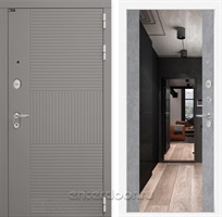 Входная металлическая дверь Лабиринт Formo с зеркалом Максимум (Шато Латте / Бетон светлый)