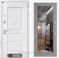 Входная металлическая дверь Лабиринт Versal с зеркалом 18 (Альберо браш / Бетон светлый)