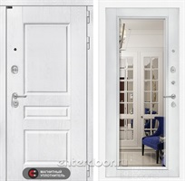 Входная металлическая дверь Лабиринт Versal с зеркалом Фацет (Альберо браш / Белый софт)