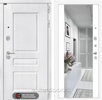 Входная металлическая дверь Лабиринт Versal с зеркалом Максимум (Альберо браш / Белый софт)