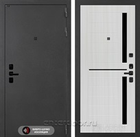 Входная металлическая дверь Лабиринт Acustic 02 (Муар серый / Сандал белый)