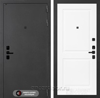 Входная металлическая дверь Лабиринт Acustic 11 (Муар серый / Белый софт)