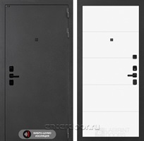 Входная металлическая дверь Лабиринт Acustic 13 (Муар серый / Белый софт)