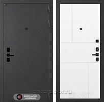 Входная металлическая дверь Лабиринт Acustic 21 (Муар серый / Белый софт)