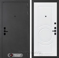 Входная металлическая дверь Лабиринт Acustic 23 (Муар серый / Белый софт)