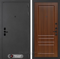 Входная металлическая дверь Лабиринт Acustic 03 (Муар серый / Орех бренди)