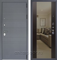 Входная металлическая дверь Лира 3К с зеркалом Максимум (Графит софт / Венге)