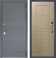 Входная металлическая дверь Лира 3К К2 (Графит софт / Беленый дуб)