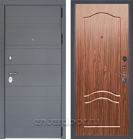 Входная металлическая дверь Лира 3К Этюд (Графит софт / Орех тисненый)